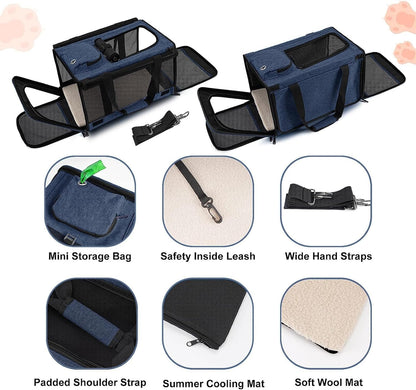 Medium Cat Carrier Large Cat 15 lbs+ Soft Pet Carrier Small Puppy/Ventilated 2 Kittens Car Travel