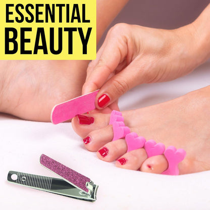 Nail Clippers Set - 2pc Pink Glitter Nail Clipper Value Pack, Big & Small Precision Nail Clippers