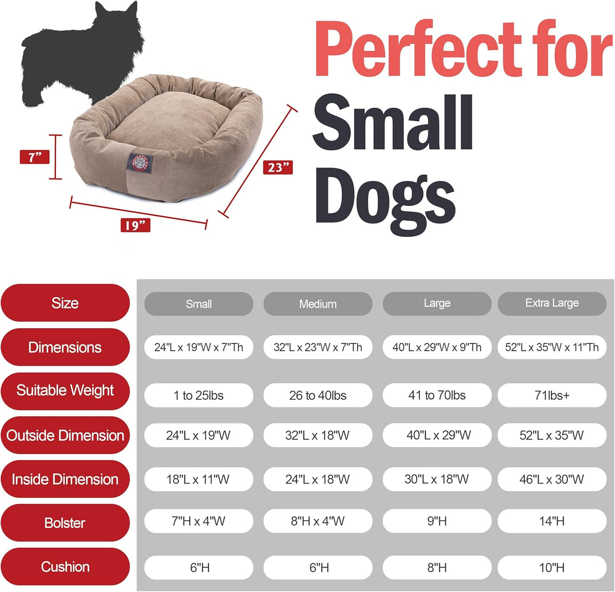 Majestic Pet 24 Inch Micro Velvet Calming Dog Bed Washable 24x19x7 (inch) – Cozy Soft Round Donut