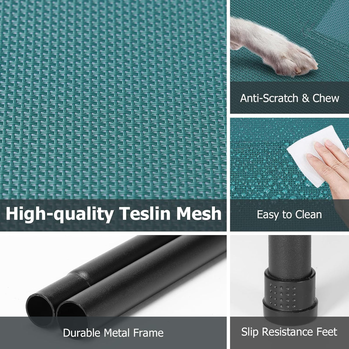 Elevated Dog Bed for Outdoor, XXXL Raised Dogs Cot with Washable Mesh, Cooling Pet Beds Chew Proof