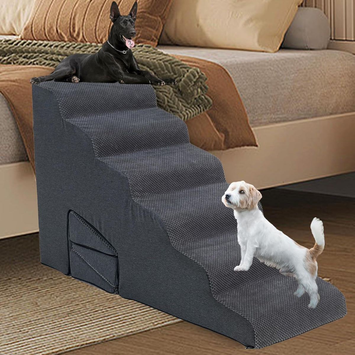 Dog Stairs & Steps Ramps for High Beds 30 inches High Tall, LitaiL 6 Step Pet Stairs Steps for