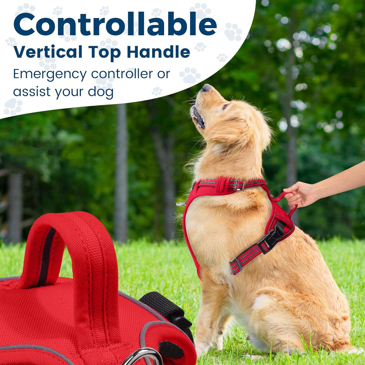 Funfox Dog Harness No Pull, Adjustable Pet Vest Harness, Super Soft Material with Vertical Handle