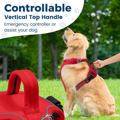 Funfox Dog Harness No Pull, Adjustable Pet Vest Harness, Super Soft Material with Vertical Handle