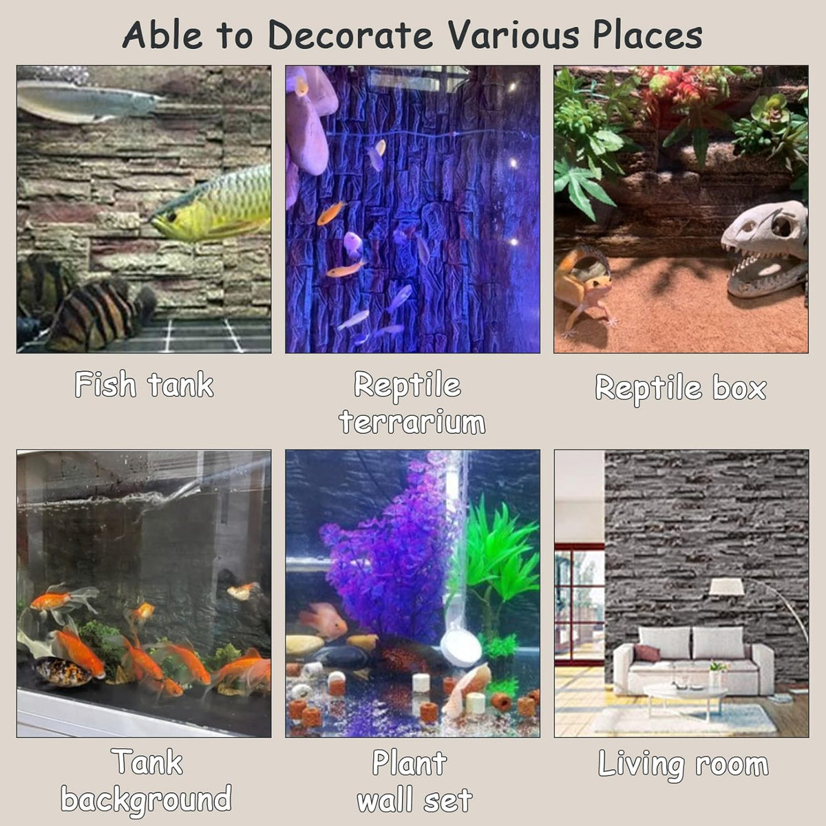 Tfwadmx Rock Terrarium Background 3D Reptile Tank Background Board Amphibian Stereo Backdrop Wall