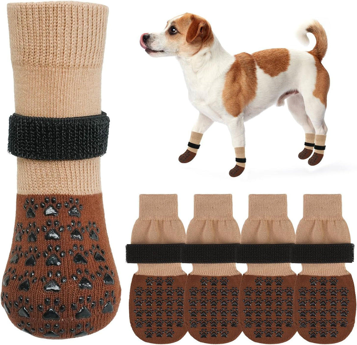 SCENEREAL Dog Socks to Prevent Licking Paws for Hardwood Floors Anti Slip, Dog Grippy Socks Shoes