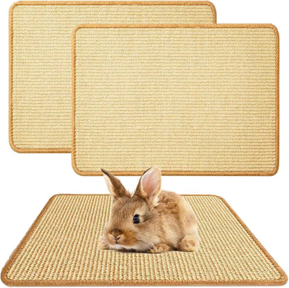 2PCS Rabbit Scratch Mat Natural Bunny Scratching Pad Claws and Teeth Care Rabbit Mats for Cages