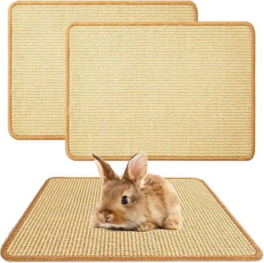 2PCS Rabbit Scratch Mat Natural Bunny Scratching Pad Claws and Teeth Care Rabbit Mats for Cages
