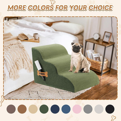 Romrol Dog Stairs Ramp for High Beds Couches, High Density Foam Pet Steps with Durable Non-Slip