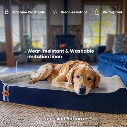 Laifug Orthopedic Memory Foam Extra Large Dog Bed Pillow (50"x36"x10", Gray Blue) Durable