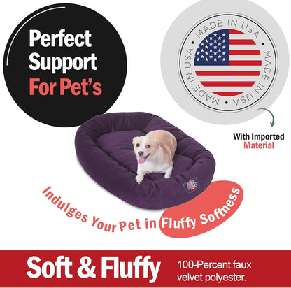 Majestic Pet 32 Inch Micro Velvet Calming Dog Bed Washable 32x23x7 (inch) – Cozy Soft Round Donut