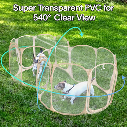 Cold Resistant Cat Playpen PVC Dog Playpen - Portable & Foldable Indoor Outdoor Puppy Playpen