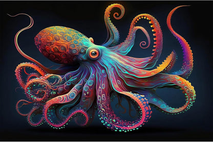 Exquisite Octopus Aquarium Background Abstract Colorful Octopus Terrarium Background Glowing