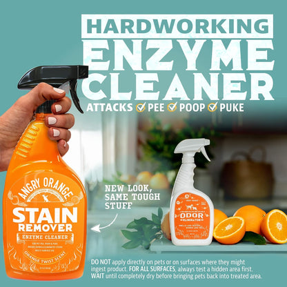 Angry Orange Stain Remover - 32oz Enzyme Pet Cleaner - Dog & Cat Urine Destroyer and Stain Remover