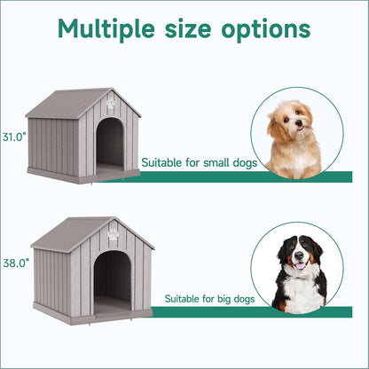 DRATO Indoor Outdoor Waterproof Dog House,PP Material,Puppy Shelter with Air Vents and Elevated
