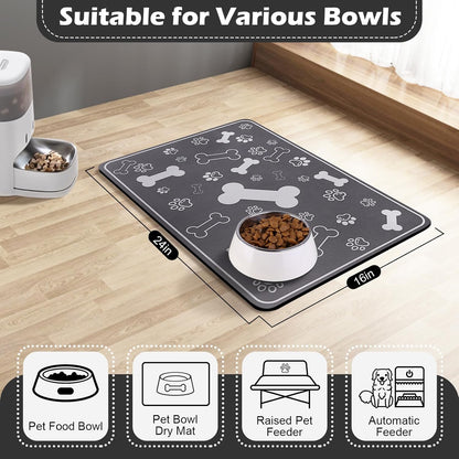 Pet Feeding Mat,Rapid Absorbent Mats for Dog Cat Food, Dog Placemat Water Bowl Mat with Rubber