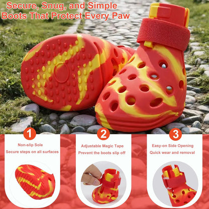 Dog Shoes for Hot Pavement and Snow, Silicone Dog Booties for Small Medium Large Dogs, Waterproof