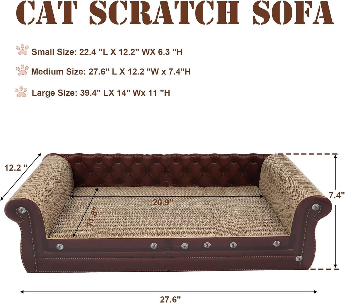Scratching Sofa, Couch Shaped Thick Scratching Cardboard, Lounge Bed for Indoor Rest&Play, Sofa