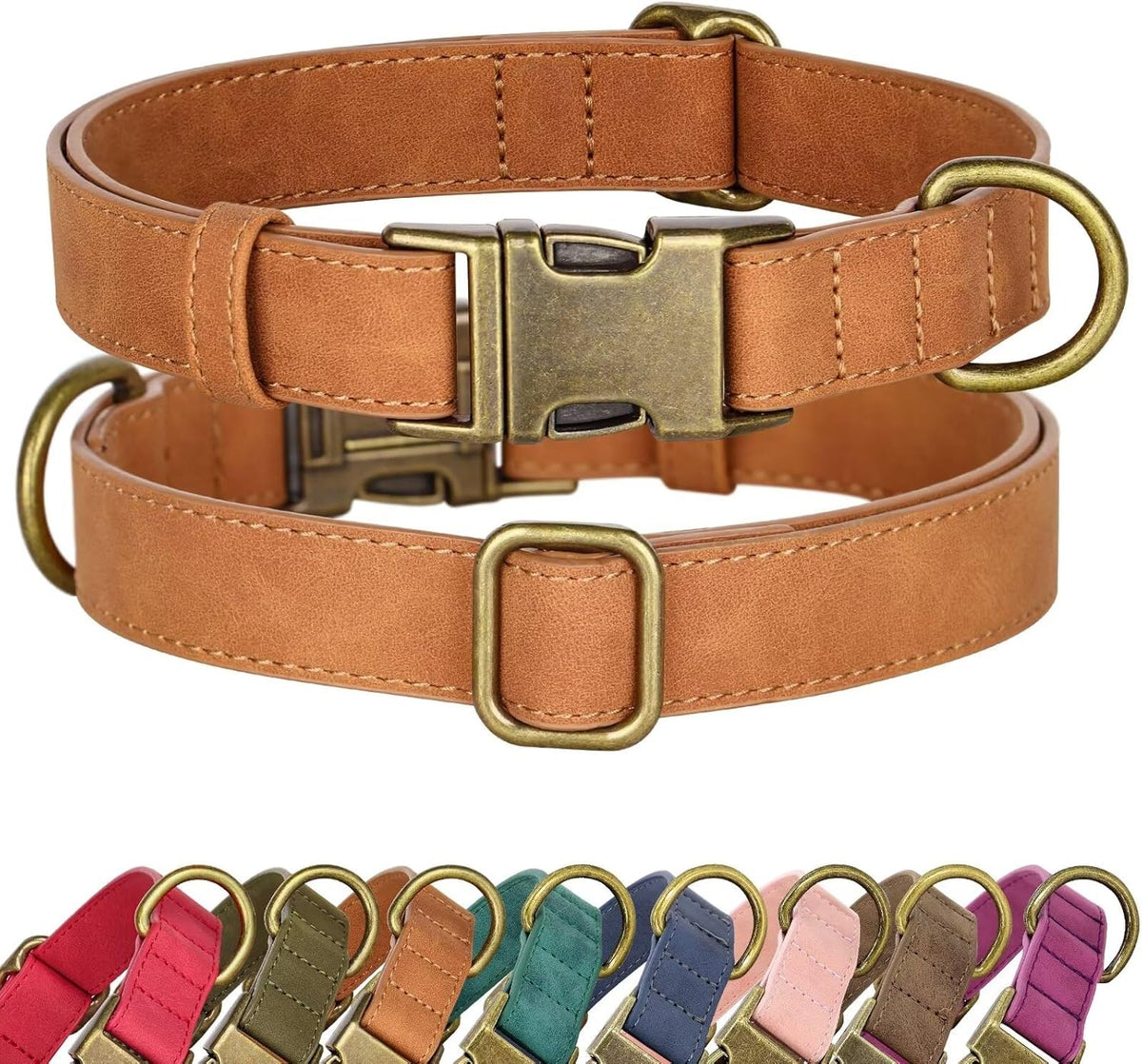 Didog Soft PU Leather Dog Collar, Stylish Quick Released Dog Collars for Medium Dogs, Easy Clean