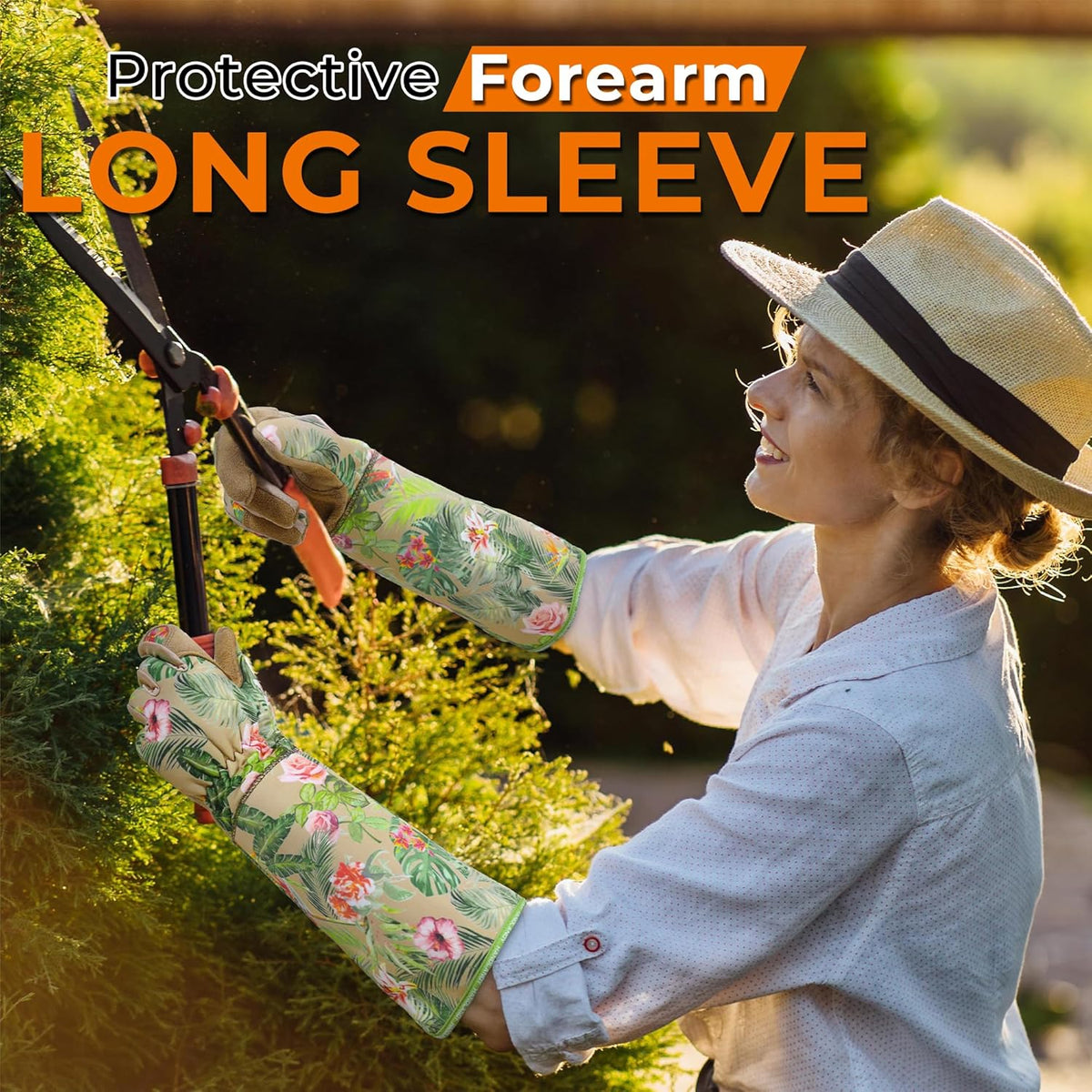 HANDLANDY Leather Gardening Gloves for Women, Thorn Proof Breathable Ladies Rose Pruning Garden