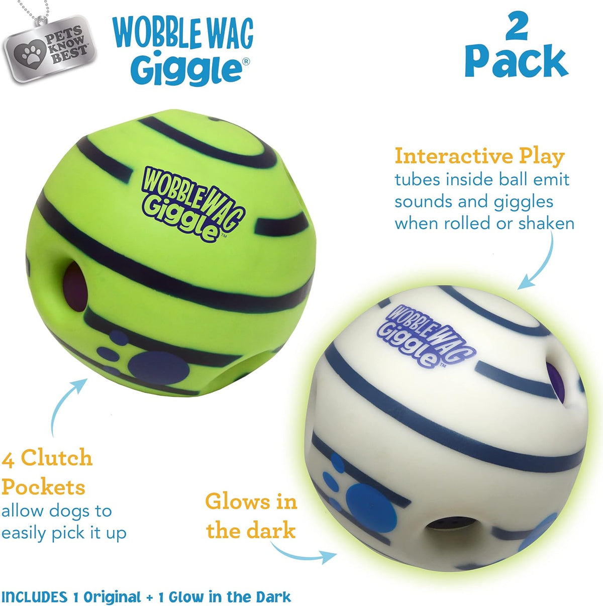 Wobble Wag Giggle & Glow | Rolling Enrichment Toy for Fun Playtime, Interactive Play for Indoor or