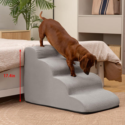 5-Step Dog Stairs and Ramp for High Bed, Non-Slip Sturdy Pet Steps for Small Dogs and Cats,22.2"