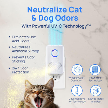 Clarifion ODRx - UV-C Cat Odor Deodorizer & Eliminator, Removes Cat Pee Smell, Filterless, Quiet