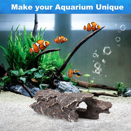 TRUVIC Fish Tank Decorations - Aquarium Cave Decor, Resin Hollow Tree Trunk Reptile Hide & Betta