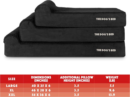 The Dog’s Bed Orthopedic Headrest Dog Bed Large Black Plush 40x25, Memory Foam, Pain Relief for