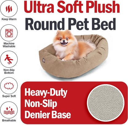 Majestic Pet 24 Inch Suede Calming Dog Bed Washable 24x19x7 (Inch) – Cozy Soft Round Donut Dog Bed