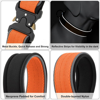 Plutus Pet Tactical Dog Collar, Reflective, Adjustable Heavy Duty Dog Collar, Soft Padded and