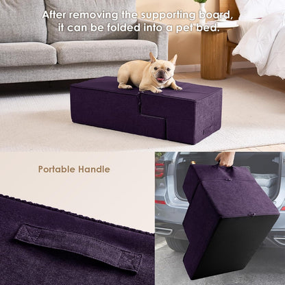 EHEYCIGA Dog Stairs for Bed 20" H, 4-Step Extra Wide Dog Steps for High Bed, Pet Steps for Small
