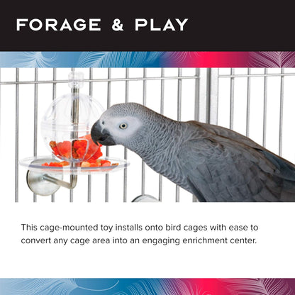 Featherland Paradise - Cage Mounted Buffet Ball - Interactive Bird Toy and Treat Dispenser