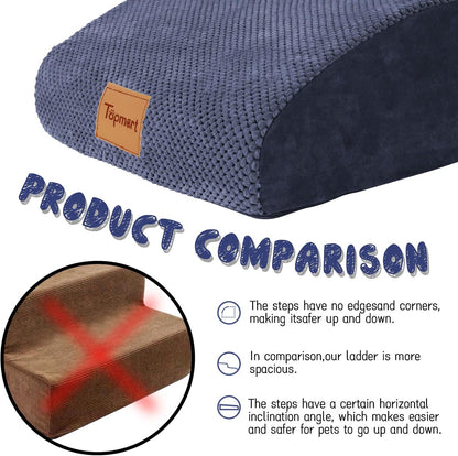 Topmart High Density Extended Foam Dog Ramp&Steps 2 Tiers,11.8" High,Non-Slip Dog Stairs,Soft Foam