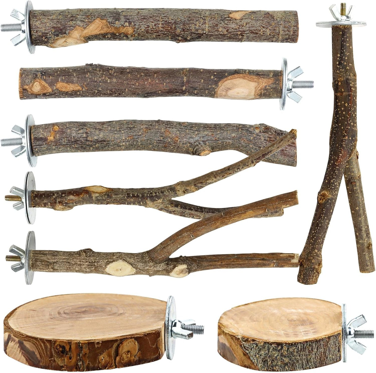 Natural Wood Bird Perches for Cage, Parrot Perch Stand & Platform, Bird Cage Accessories for