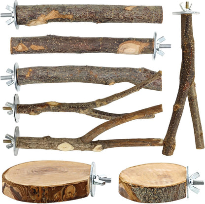 Natural Wood Bird Perches for Cage, Parrot Perch Stand & Platform, Bird Cage Accessories for