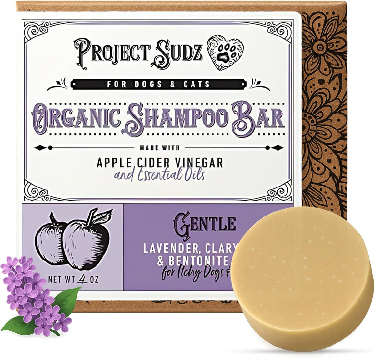 Gentle All Natural Dog Shampoo for Dry Coat for Sensitive Skin | Bar Shampoo for Dogs | Organic Dog