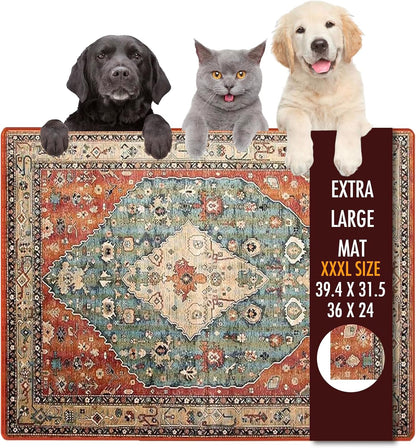 Dog Food Mat, 39.4"x31.5" Largest Absorbent Dog Mat for Food and Water, Non Skid Cat Bowl Mat, No