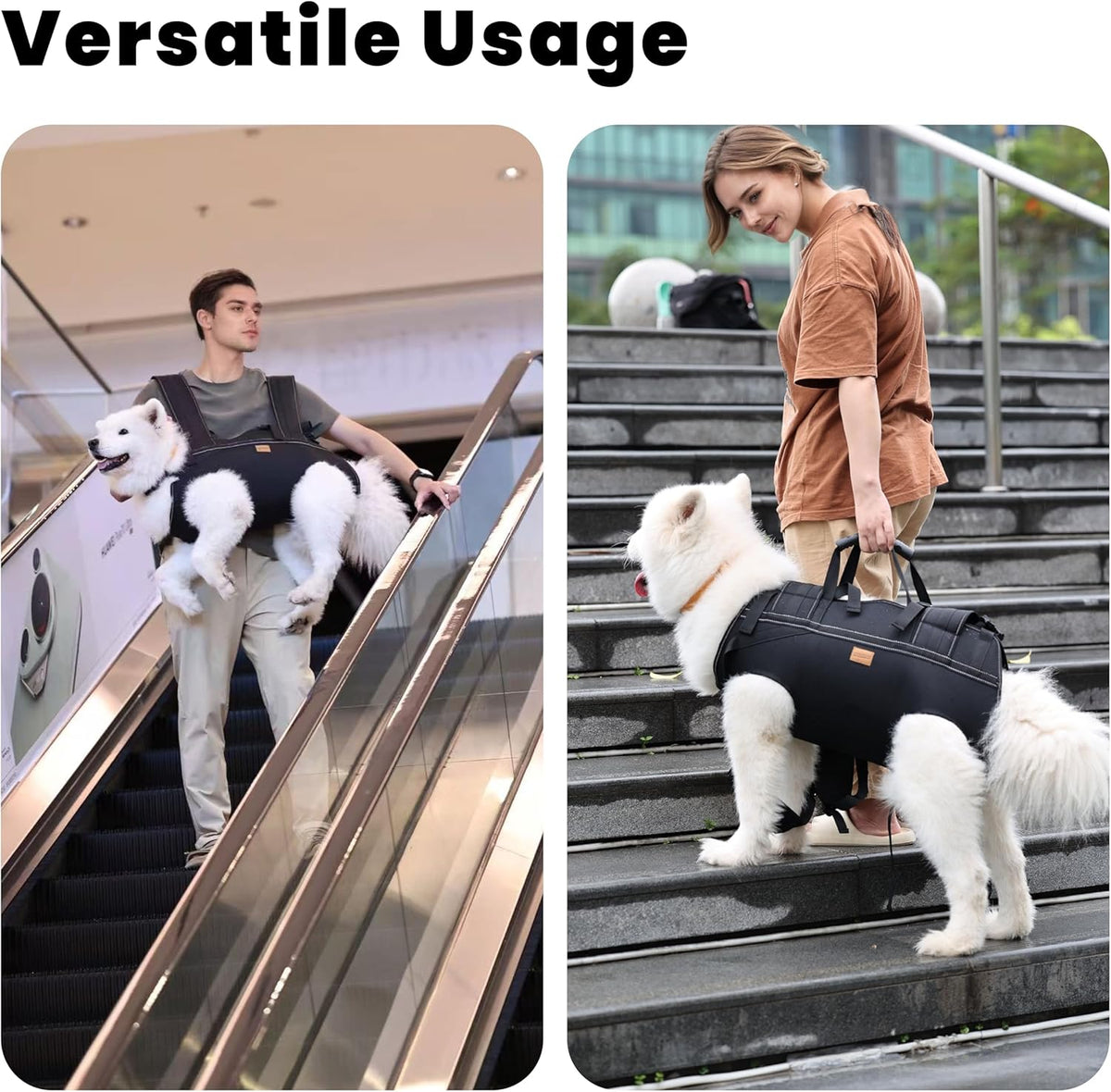 Dog Lift Harness Backpack Carrier for Large Dogs, Full Body Sling with Handle, Dog Harness for