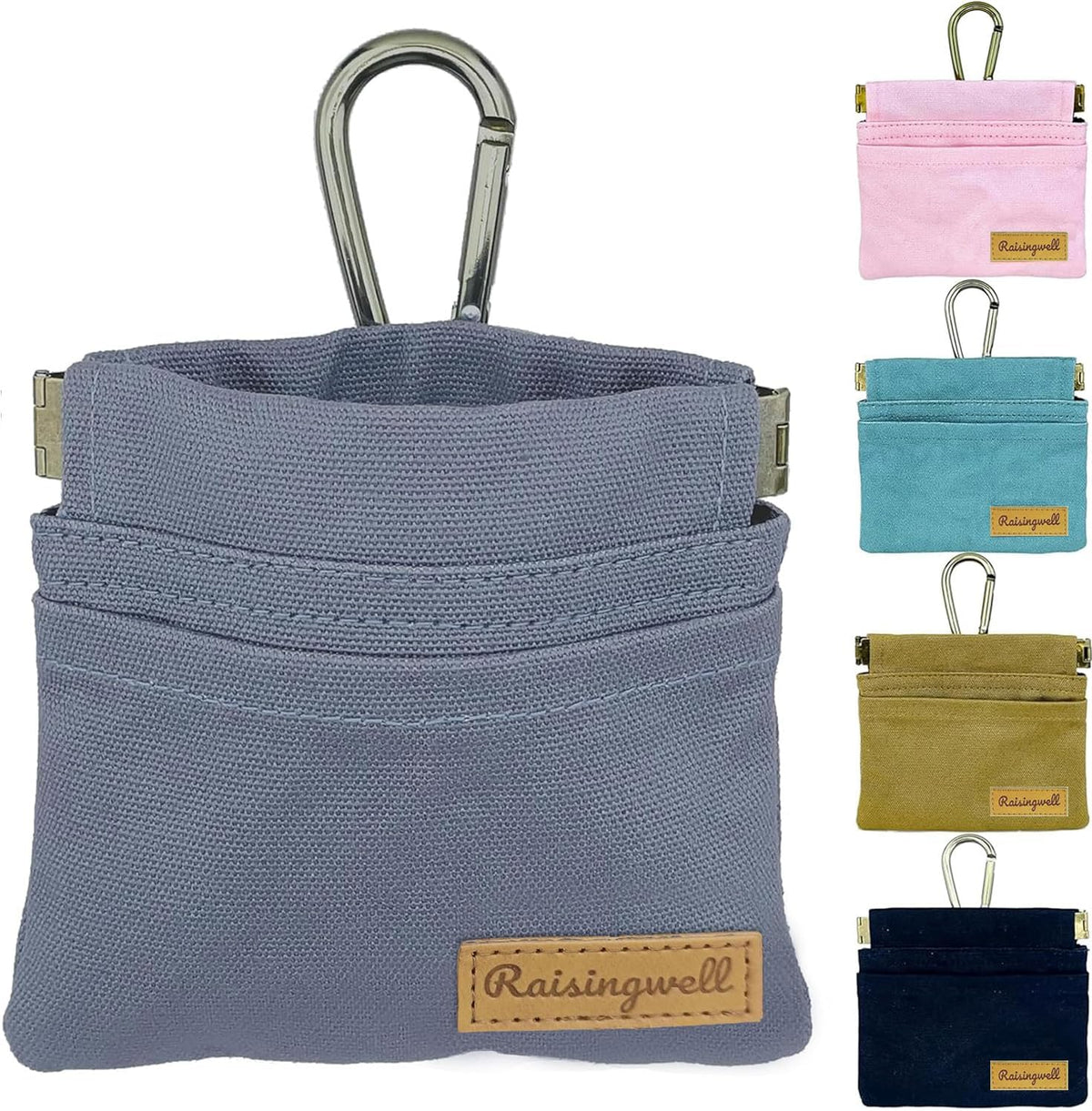 Dog Treat Pouch, Small Cotton Pocket Sized Training Holder, Hand Free Walking Fanny Bag with