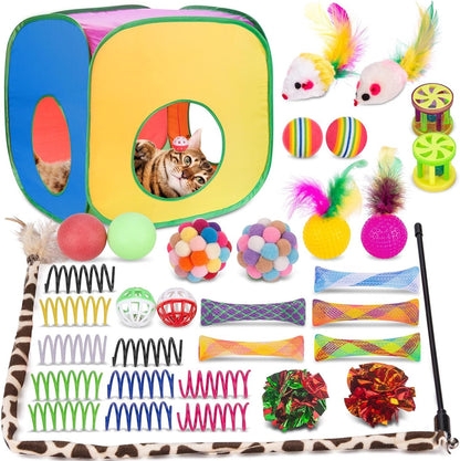 Retro Shaw 33Pcs Cat Toys for Large Cats, Interactive Kitten Toys for Indoor Cats Kitty with