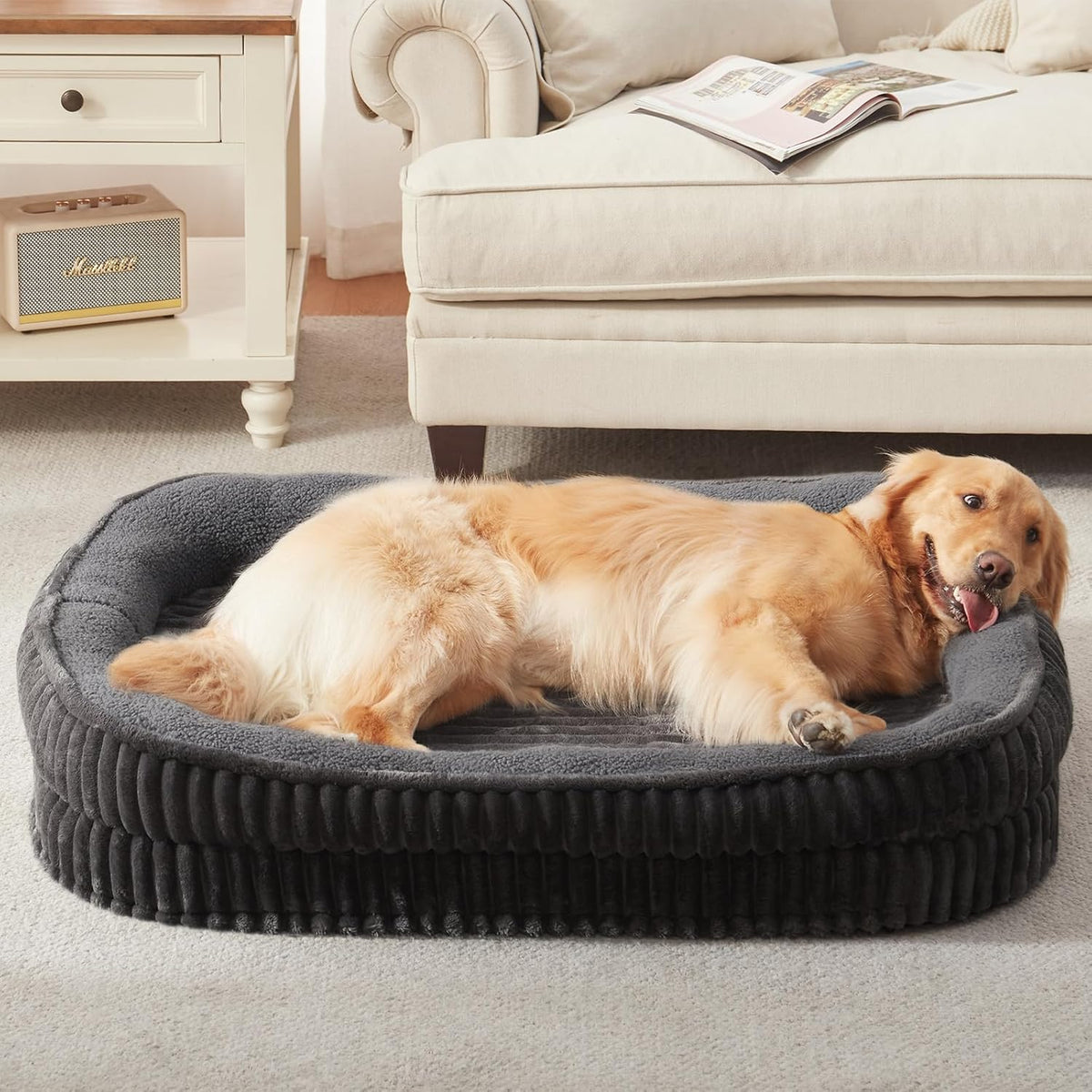 Orthopedic Dog Bed for Large Dogs Breeds, High Density Egg Crate Foam Dog Sofa Beds,Oval Kennel