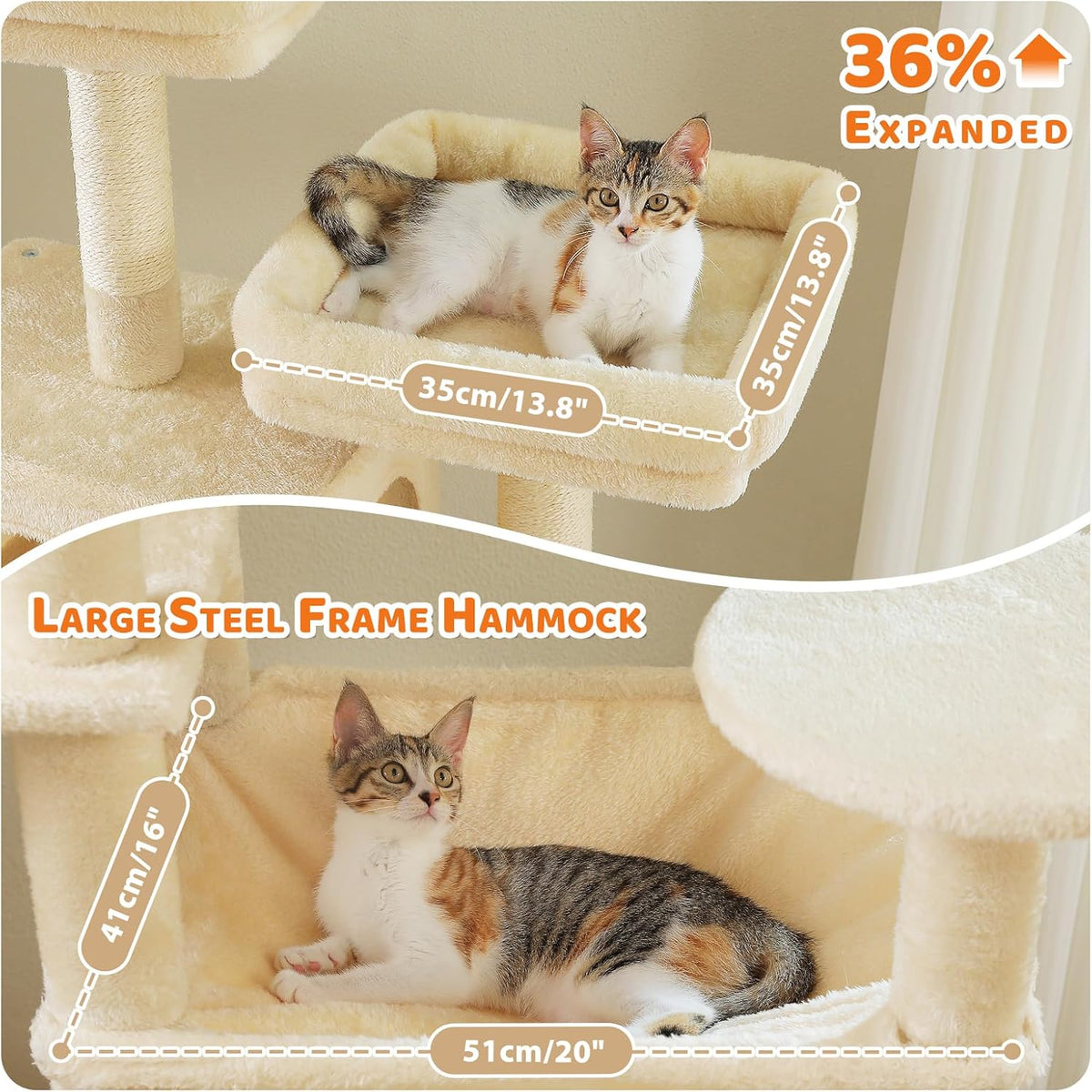 PAWZ Road Heavy Duty Cat Tree for Large Cats, 81 Inches Tall Cat Tower with 2 Perches, 2 Condos and