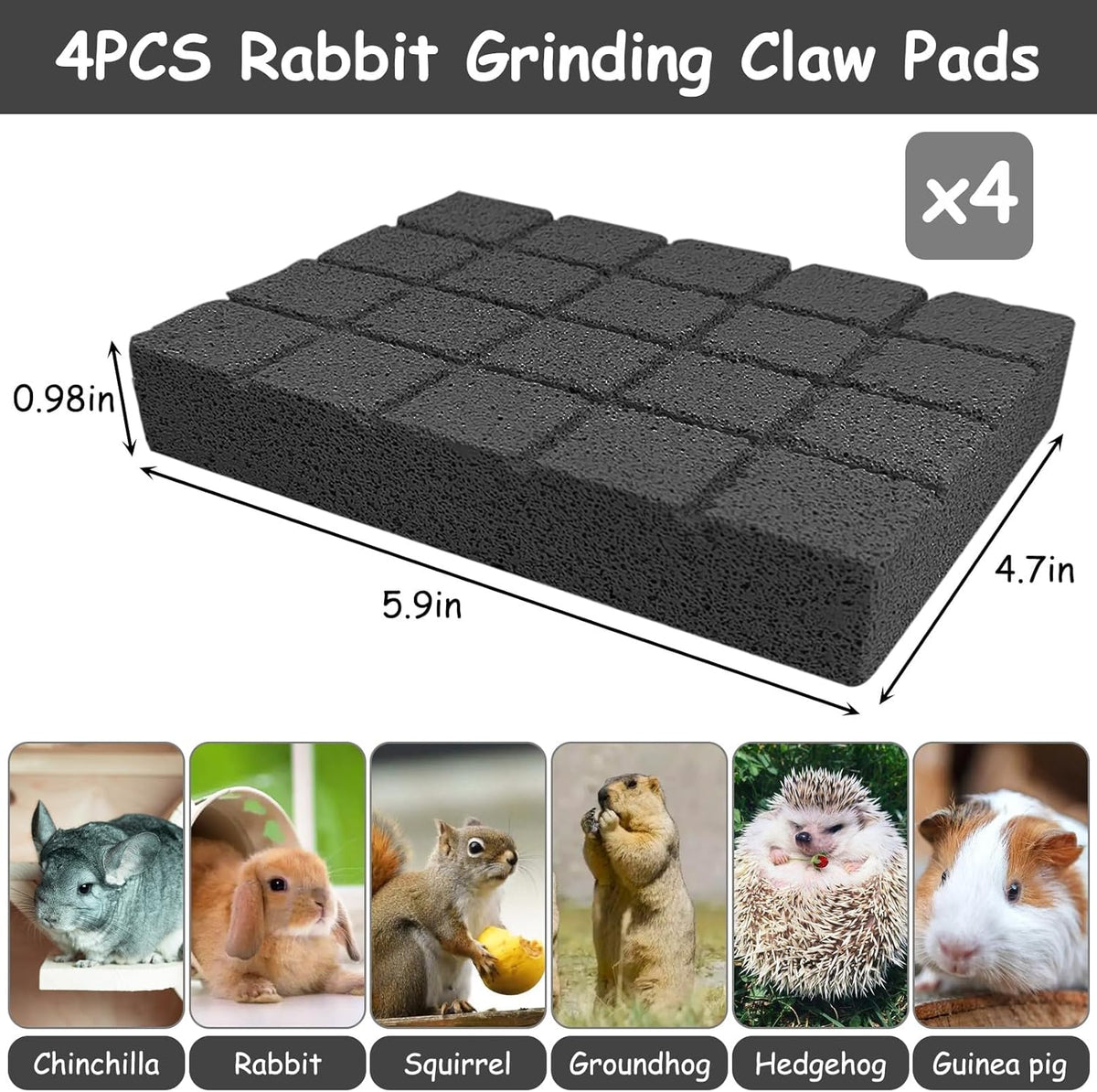 Hamiledyi 4PCS Rabbit Scratching Pads Bunny Lava Grinding Claw Pads Small Animal Foot Pads Hamster