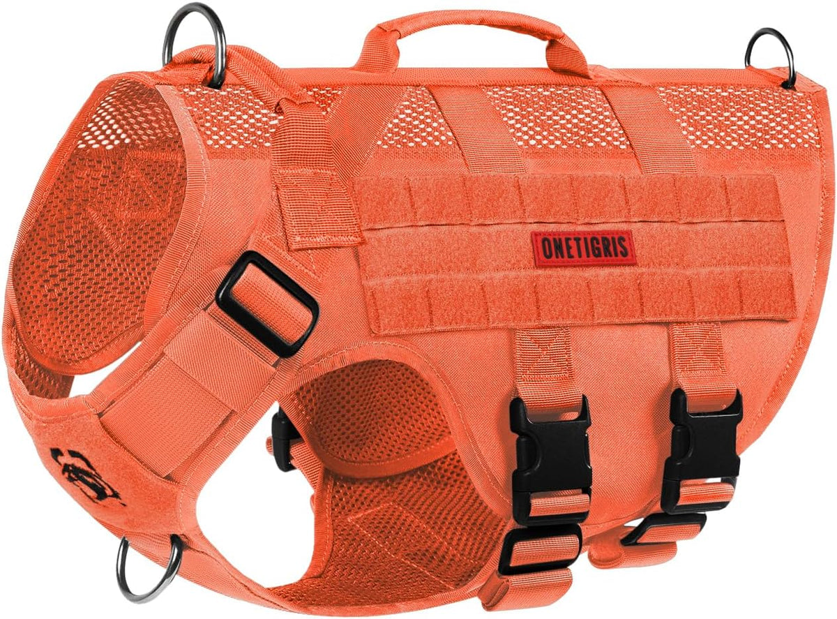 OneTigris No Pull Tactical Dog Harness for Large Dog, Mesh Design Breathable Service Dog Vest with