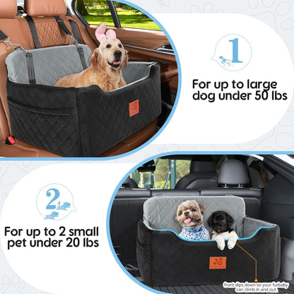 Dog Car Seat for Medium/Large Dogs,Dog Booster Seat for Dog Under 50lbs or 2 Small Dogs, Detachable