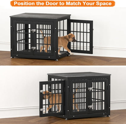 26 Inch Heavy Duty Dog Crate Furniture for Small Dogs, Decorative Pet House End Table, Wooden Cage