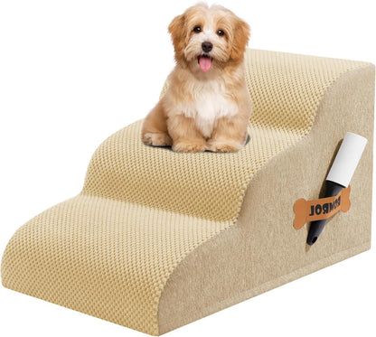 Romrol Dog Stairs Ramp for Beds Couches, Extra Wide Pet Steps with Durable Non-Slip Waterproof
