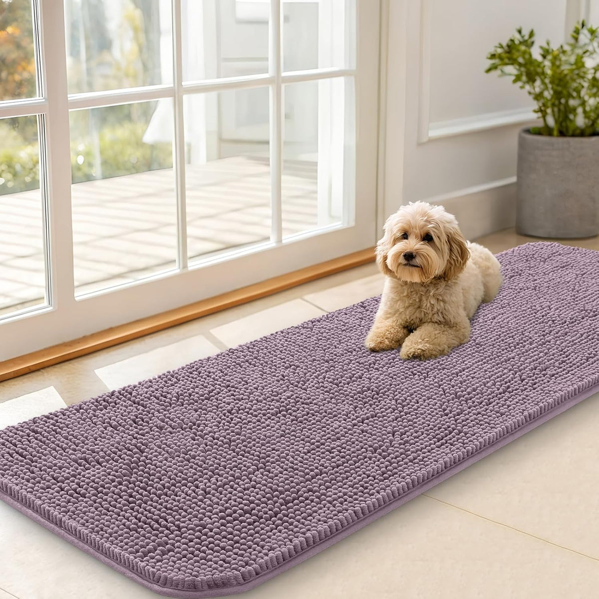 OLANLY Dog Door Mat for Muddy Paws 59x20, Absorbs Moisture and Dirt, Absorbent Non-Slip Washable