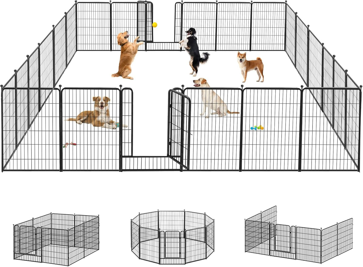 Dog Playpen 40 inch 24 Panels Indoor Outdoor Dog Pen for Large/Medium/Small Dogs Heavy Duty Metal