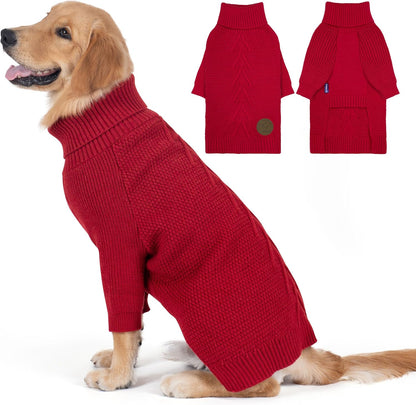 cyeollo 2XL Dog Sweater, Warm Stretchy Sweaters for Large Dogs Girl, Pullover Knitted Thermal
